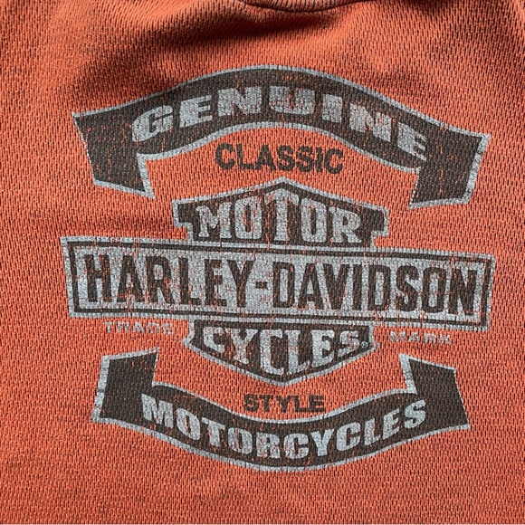 Harley Davidson Sweater Crewneck Embroidered Logo Orange GD on Back Size Medium - Picture 8 of 9